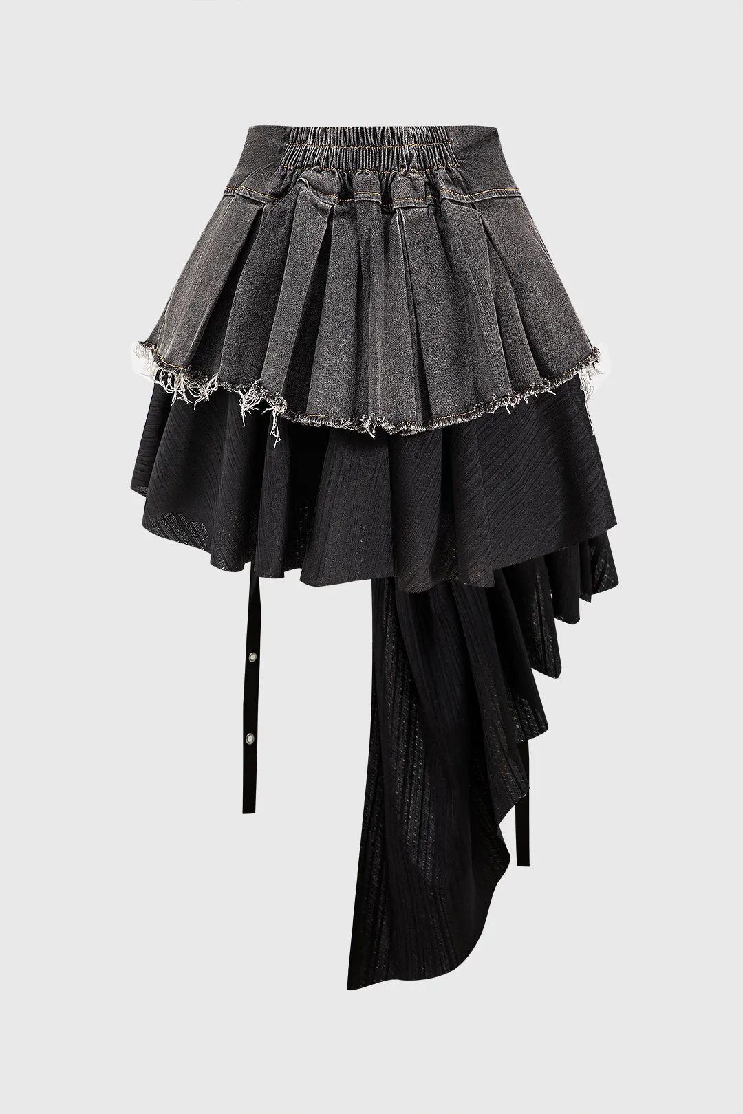 Vintage patchwork denim high waist skirt 