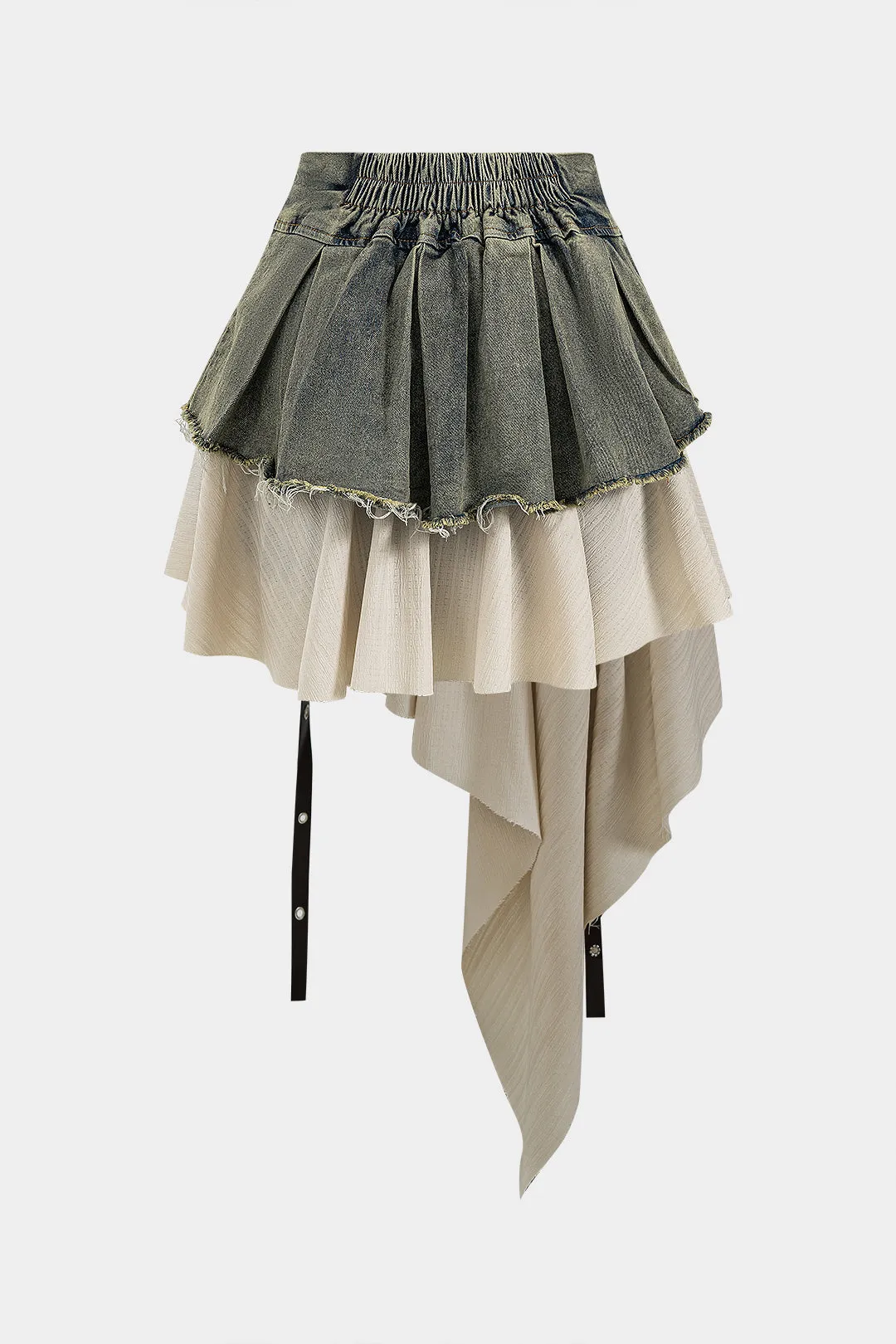 Vintage patchwork denim high waist skirt 