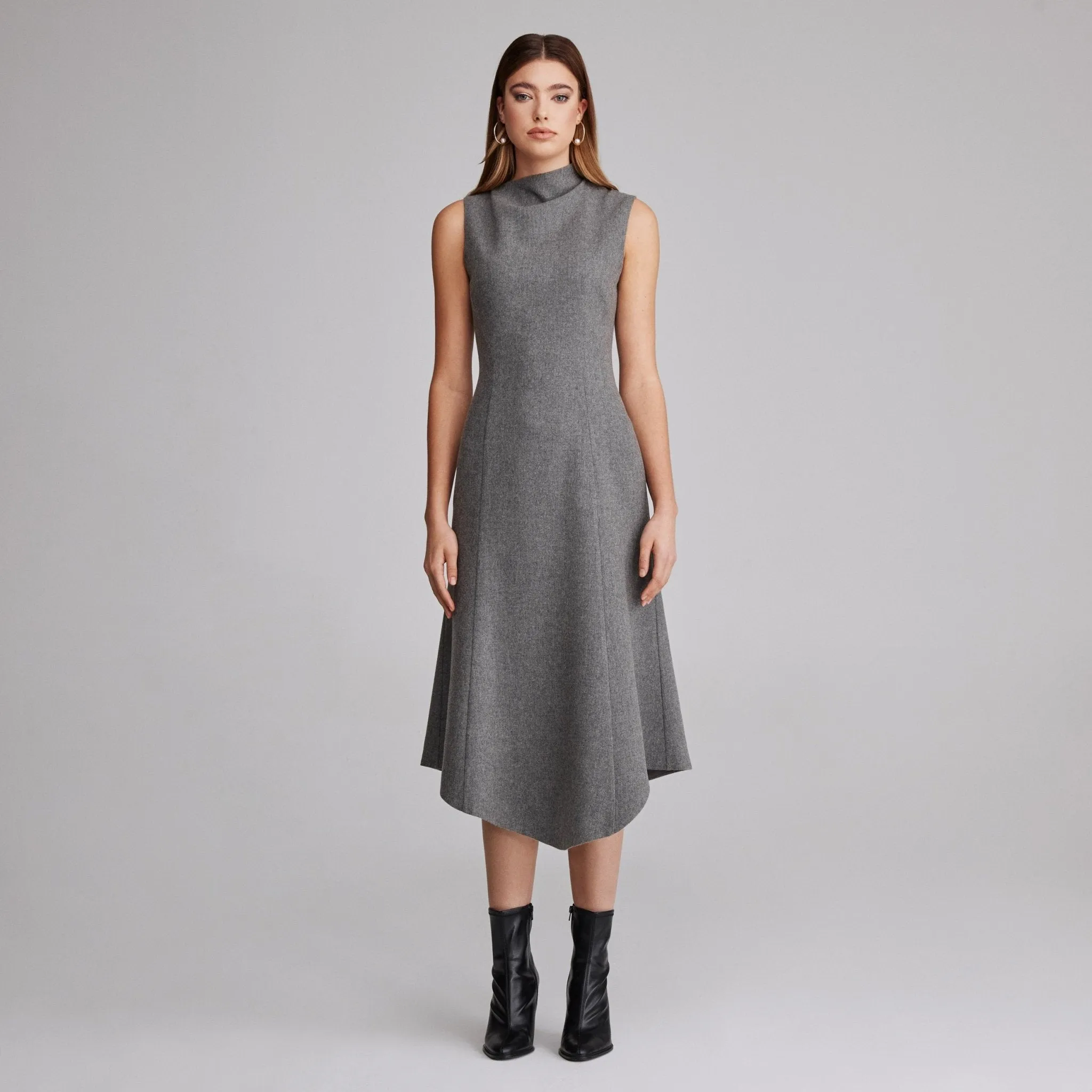 Virgin wool Asymmetric Midi Dress