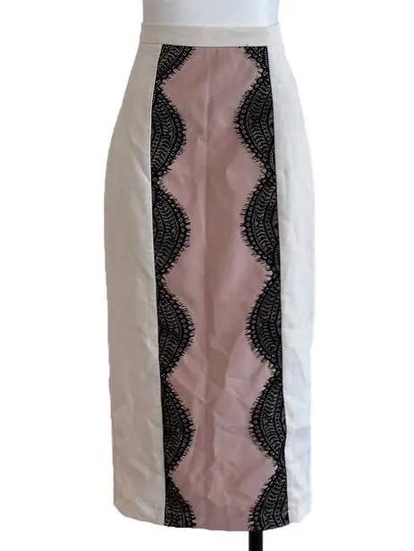 White Crepe Black Tube Skirt