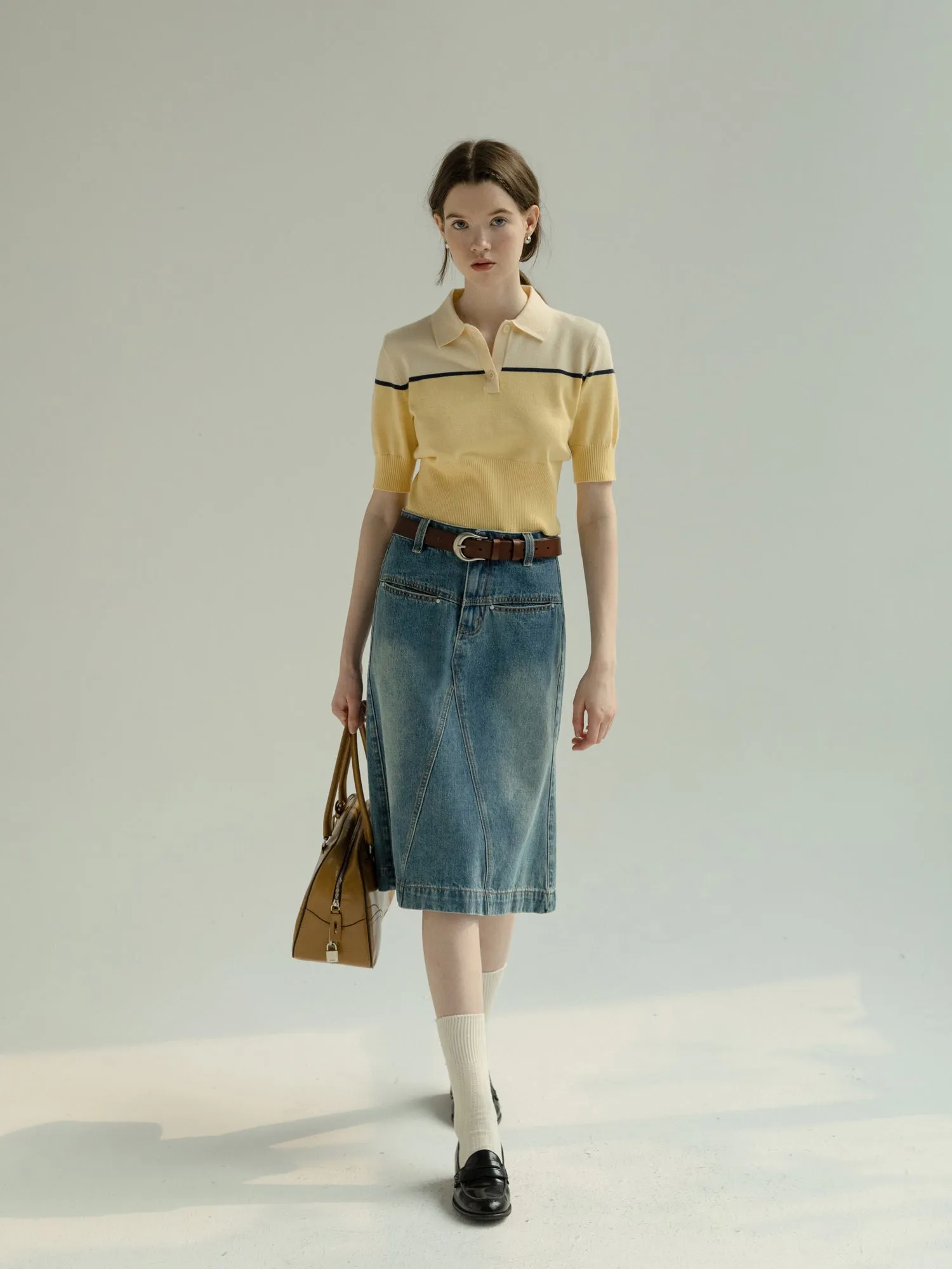 White Denim Fishtail Skirt