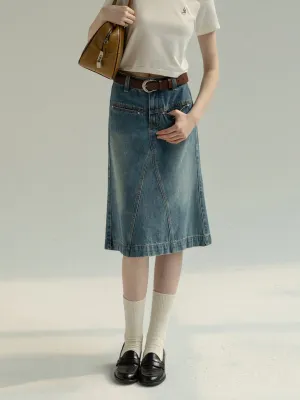 White Denim Fishtail Skirt
