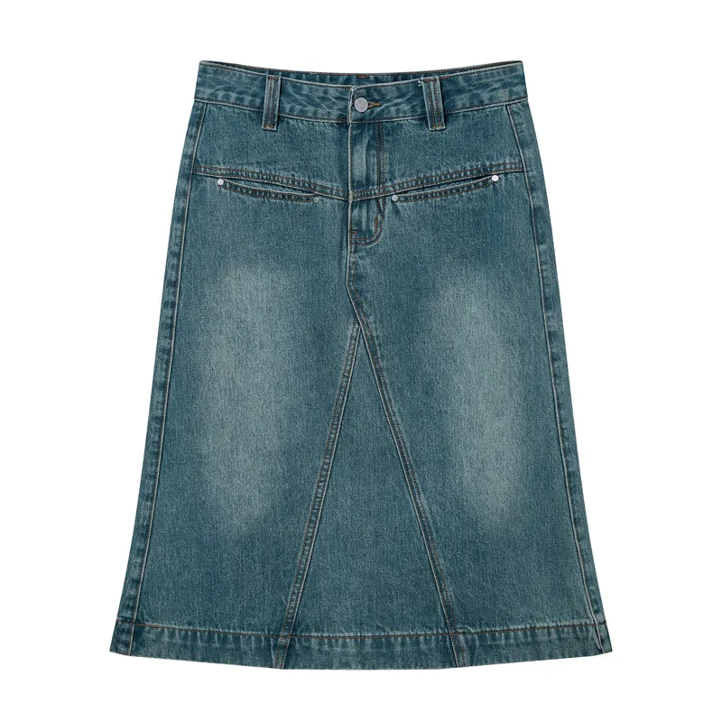 White Denim Fishtail Skirt