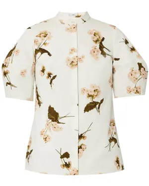 White Elena Garden Short Sleeve Blouse