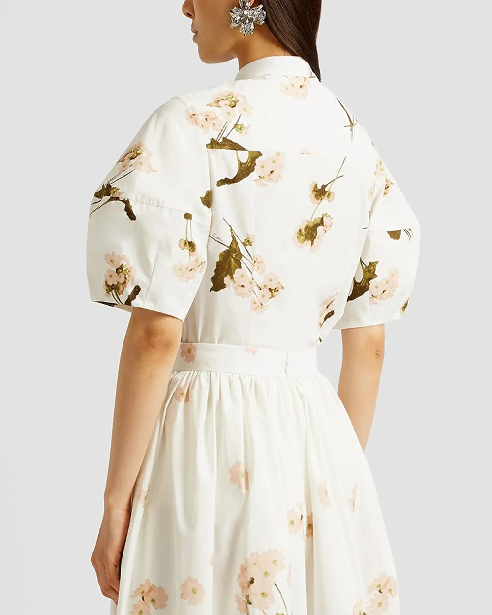 White Elena Garden Short Sleeve Blouse