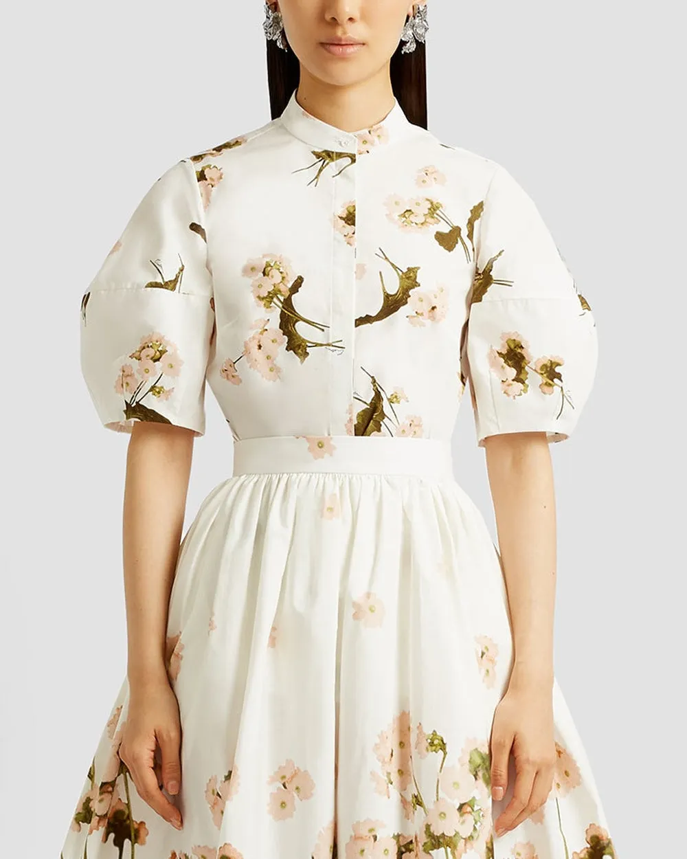 White Elena Garden Short Sleeve Blouse
