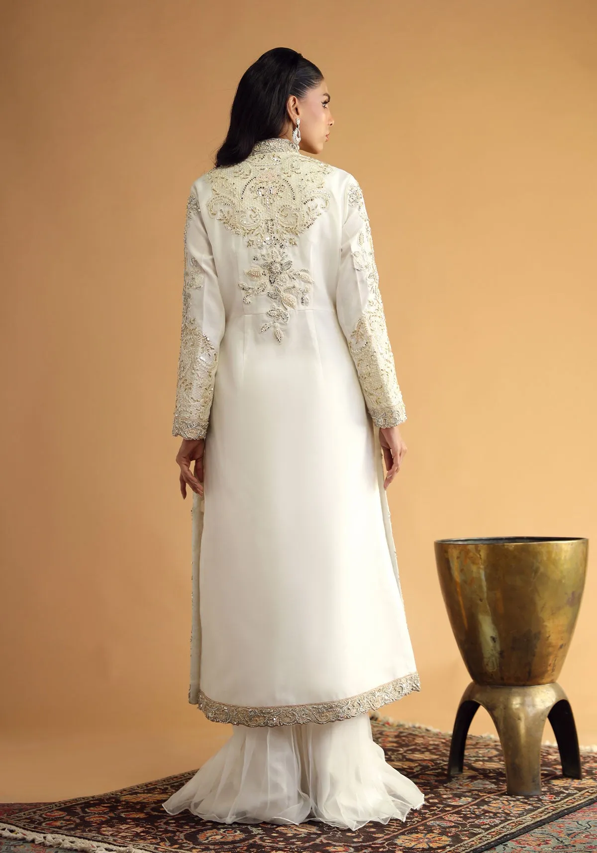 White Long Coat-Style Shirt, With Pants and Blouse