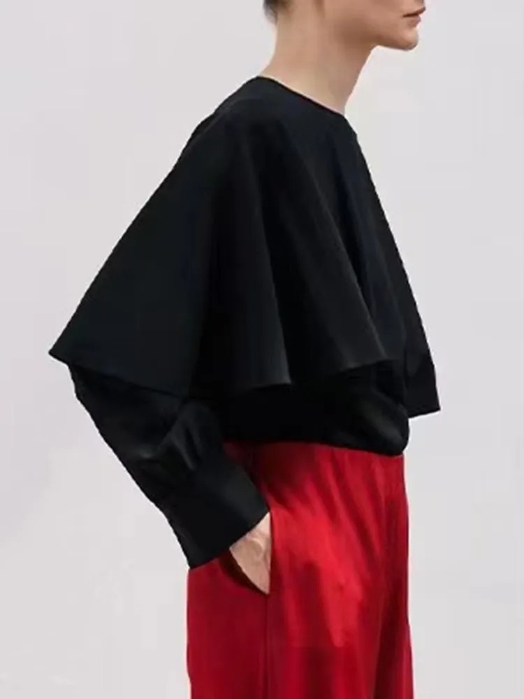 Women Fake Cloak T-shirt Pullover Tops