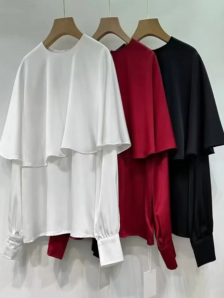 Women Fake Cloak T-shirt Pullover Tops
