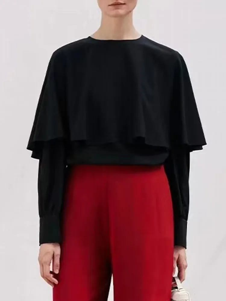 Women Fake Cloak T-shirt Pullover Tops