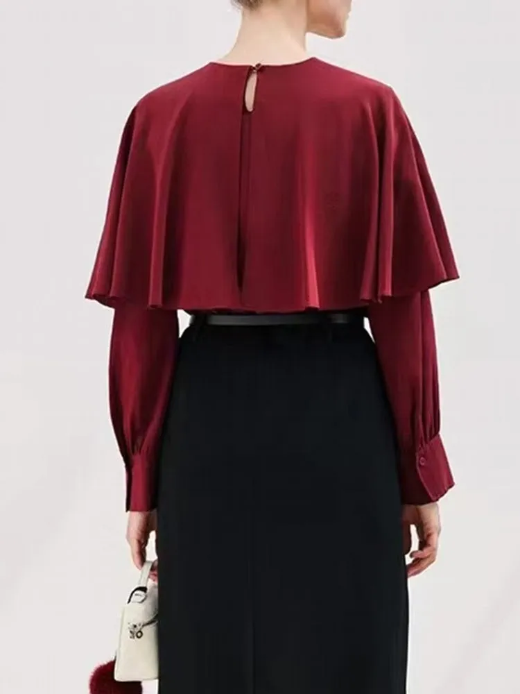 Women Fake Cloak T-shirt Pullover Tops