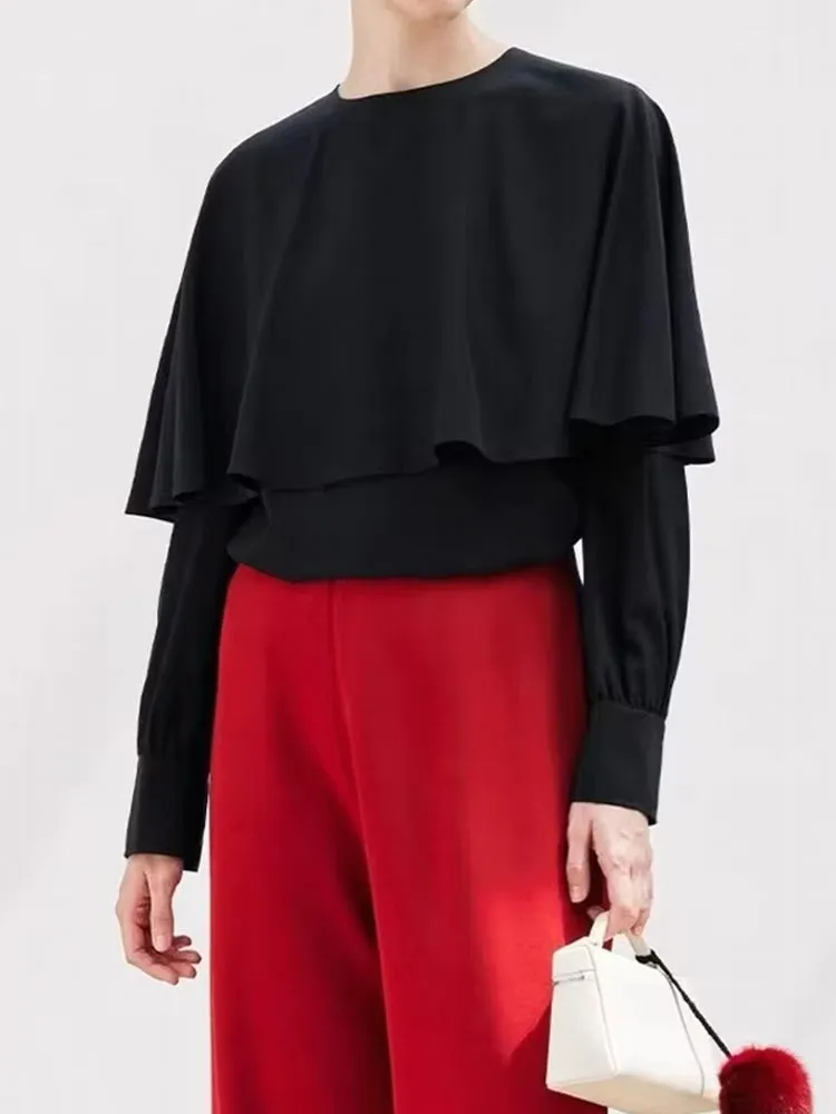 Women Fake Cloak T-shirt Pullover Tops