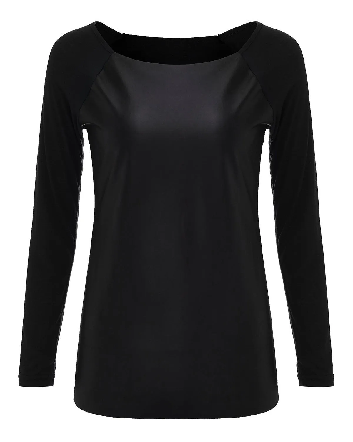 Women Personality Shirts Long Sleeve PU Leather Patchwork Blouses Fashion Casual Loose Tops Plus Size S-XL
