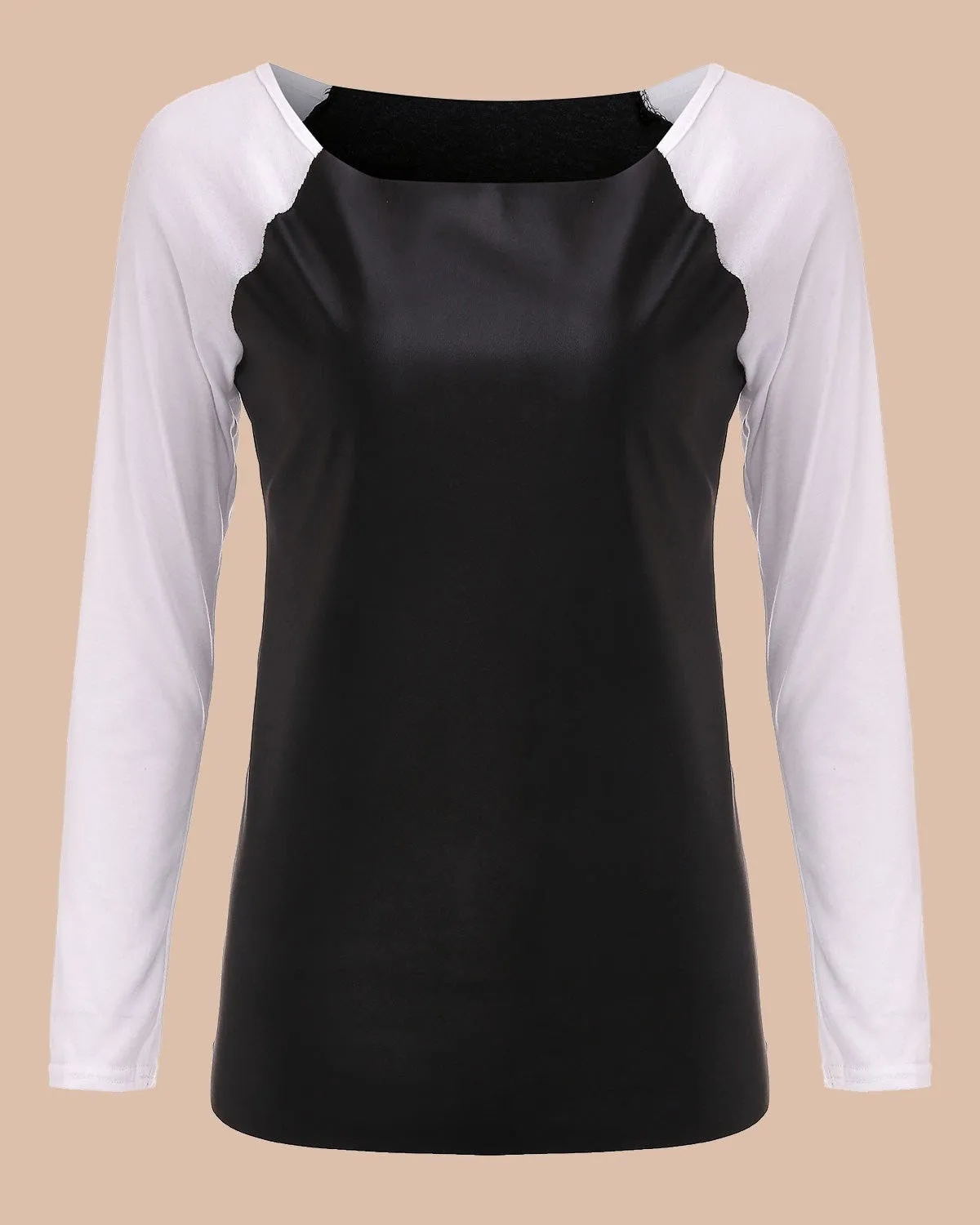Women Personality Shirts Long Sleeve PU Leather Patchwork Blouses Fashion Casual Loose Tops Plus Size S-XL