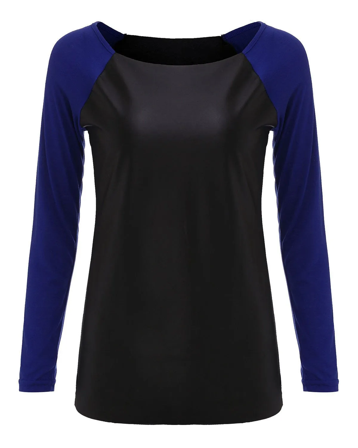 Women Personality Shirts Long Sleeve PU Leather Patchwork Blouses Fashion Casual Loose Tops Plus Size S-XL