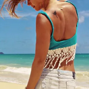 Women Tassel Crop Tops Blouse Straps Bra Bustier Tank Tops Beach Casual Clothes NW
