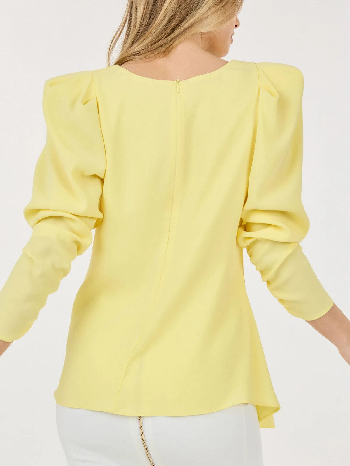 WOMEN'S 3/4 PUFF SLEEVE FRONT DETAILED BLOUSE