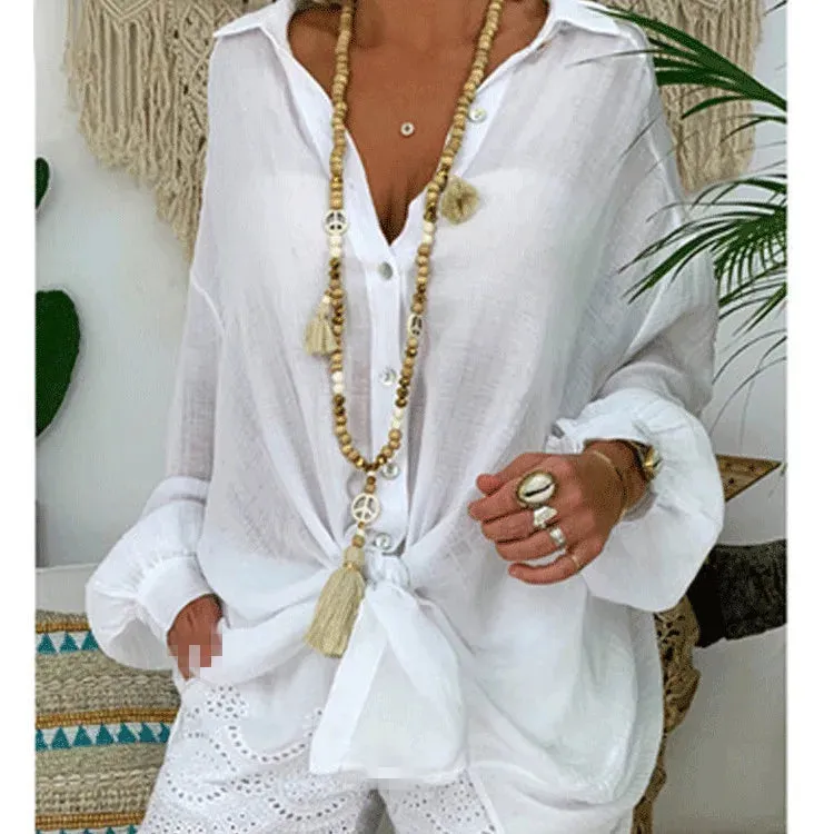 women's blouse long sleeve blouses patchwork fashion solid color