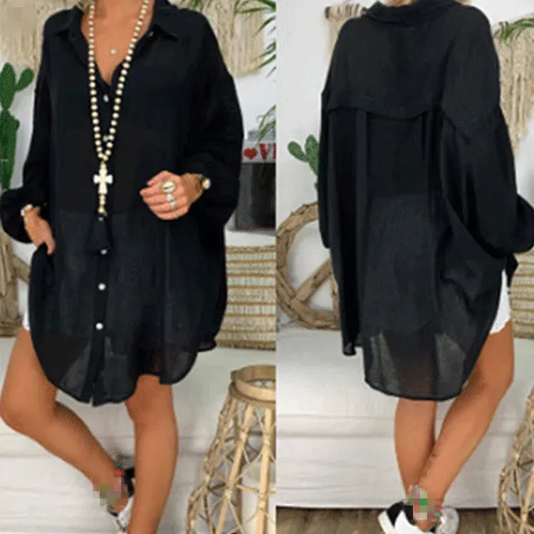 women's blouse long sleeve blouses patchwork fashion solid color