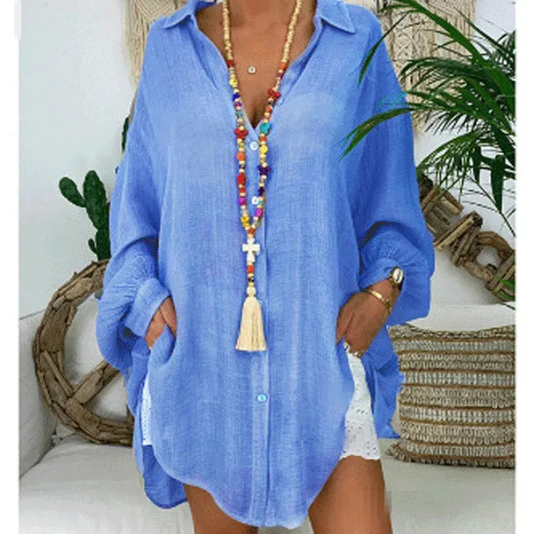 women's blouse long sleeve blouses patchwork fashion solid color