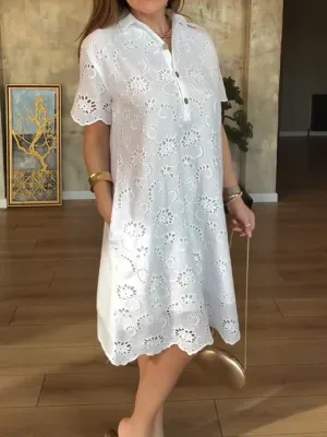Women's Cutout Embroidered Cotton Dress