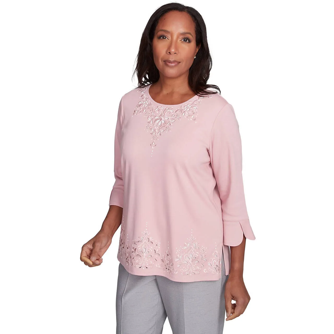 Women's Lace Cutout Split Sleeve Top - 90456
