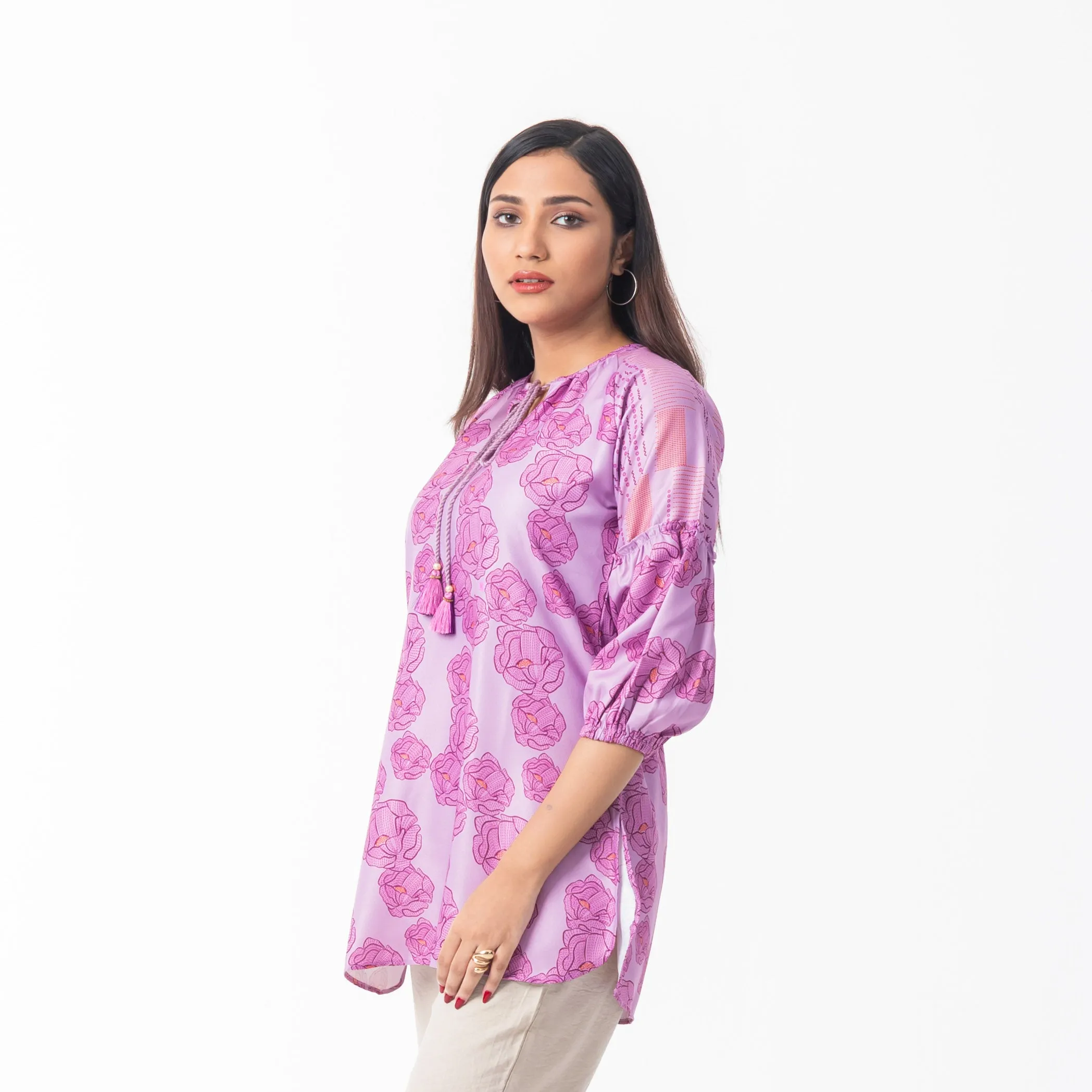Womens Lavender Ethnic Top