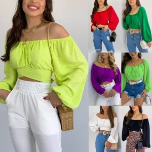 women's long sleeve blouses patchwork streetwear solid color