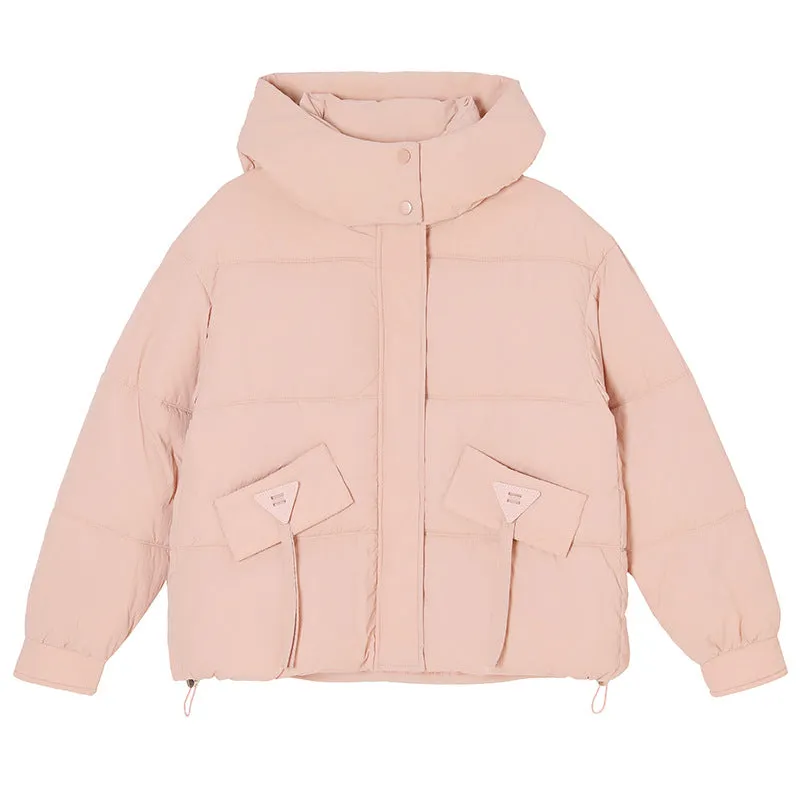 Women's Quilted Puffer Jacket in Solid Color with Padded Comfort