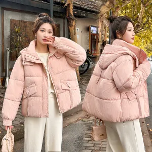Women's Quilted Puffer Jacket in Solid Color with Padded Comfort