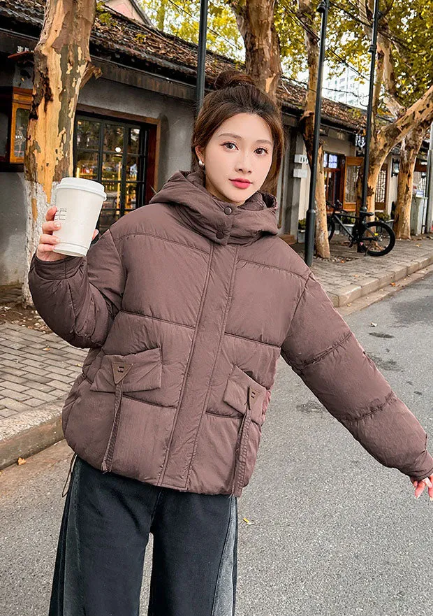 Women's Quilted Puffer Jacket in Solid Color with Padded Comfort