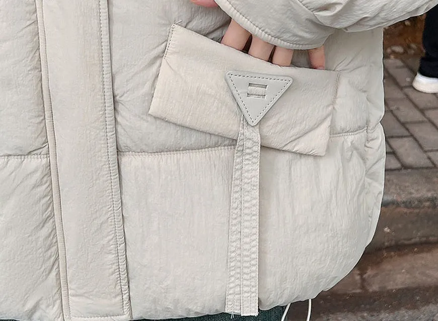 Women's Quilted Puffer Jacket in Solid Color with Padded Comfort