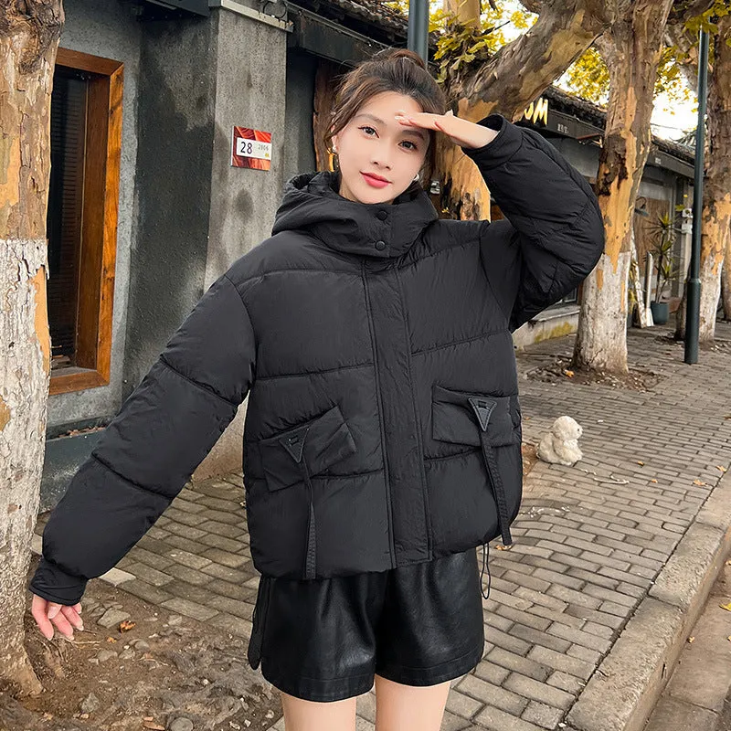 Women's Quilted Puffer Jacket in Solid Color with Padded Comfort