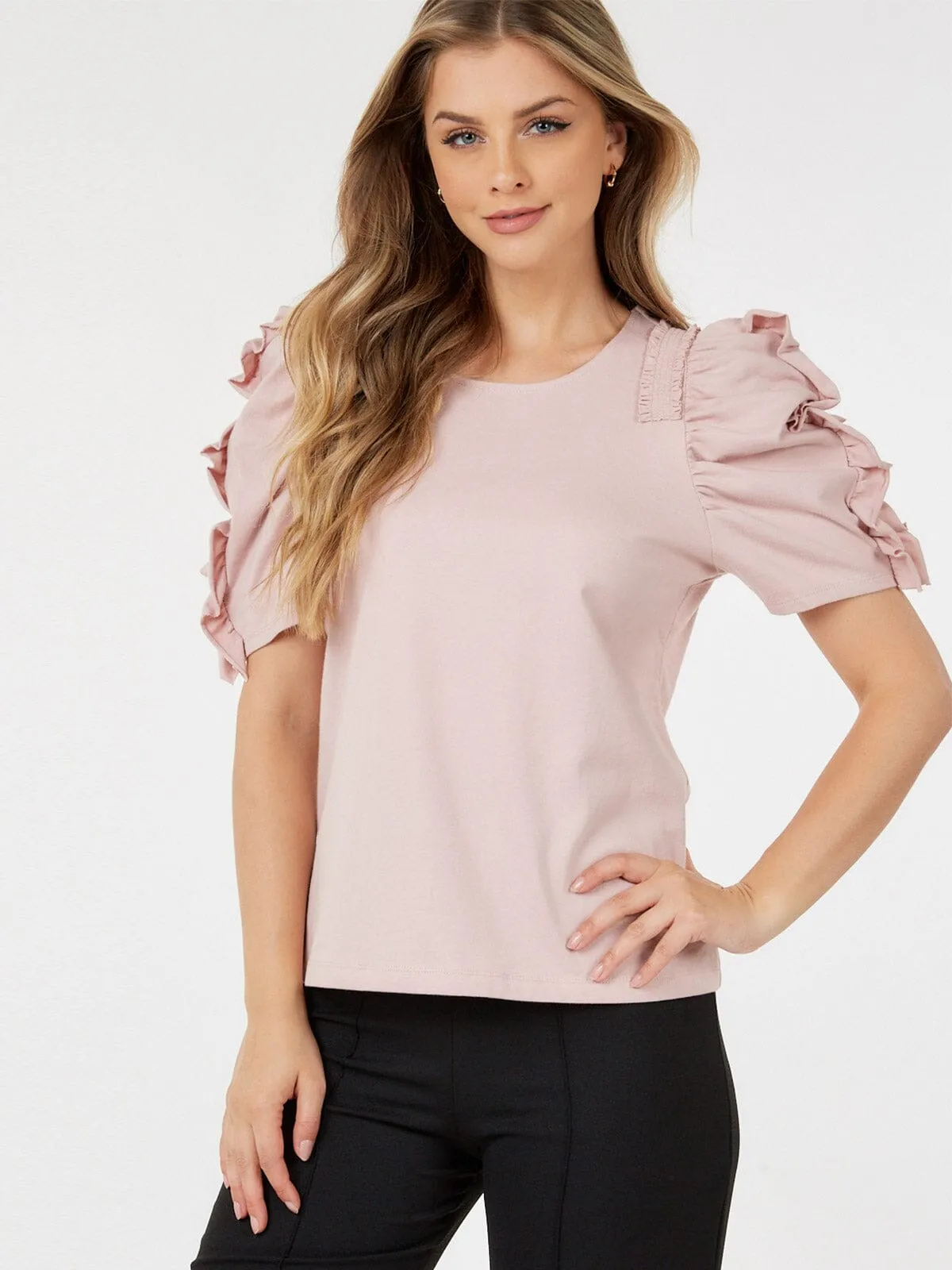 WOMEN'S SHORT PUFF SLEEVE DETAILED BLOUSE