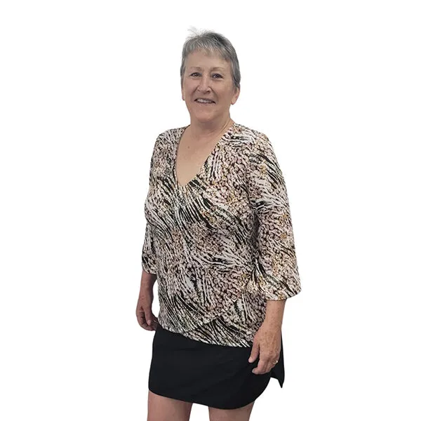 WOMEN'S LIVV TOP BELL SLEEVE FALL ABSTRACT