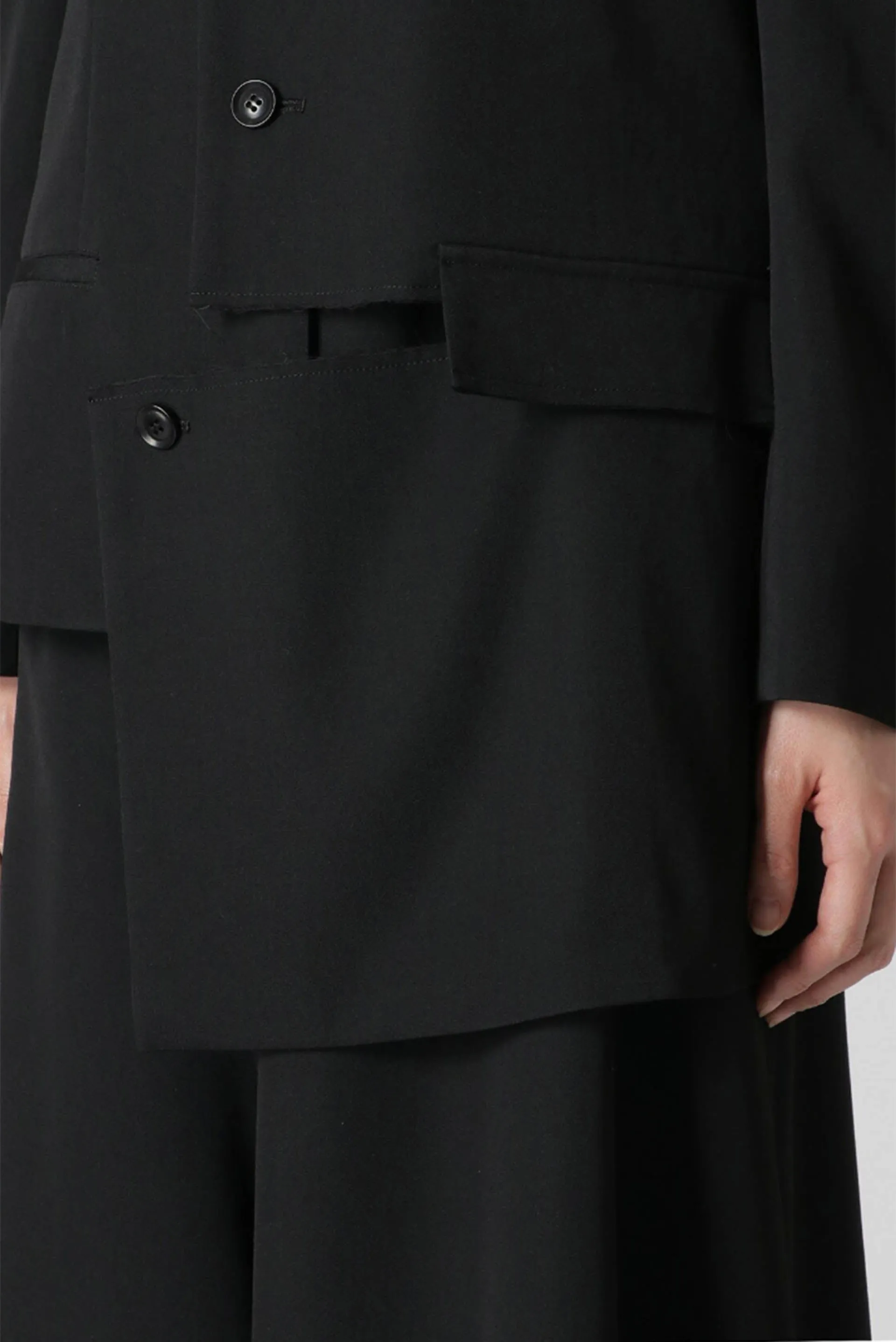 Wool Gabardine Left Slit Detail Jacket