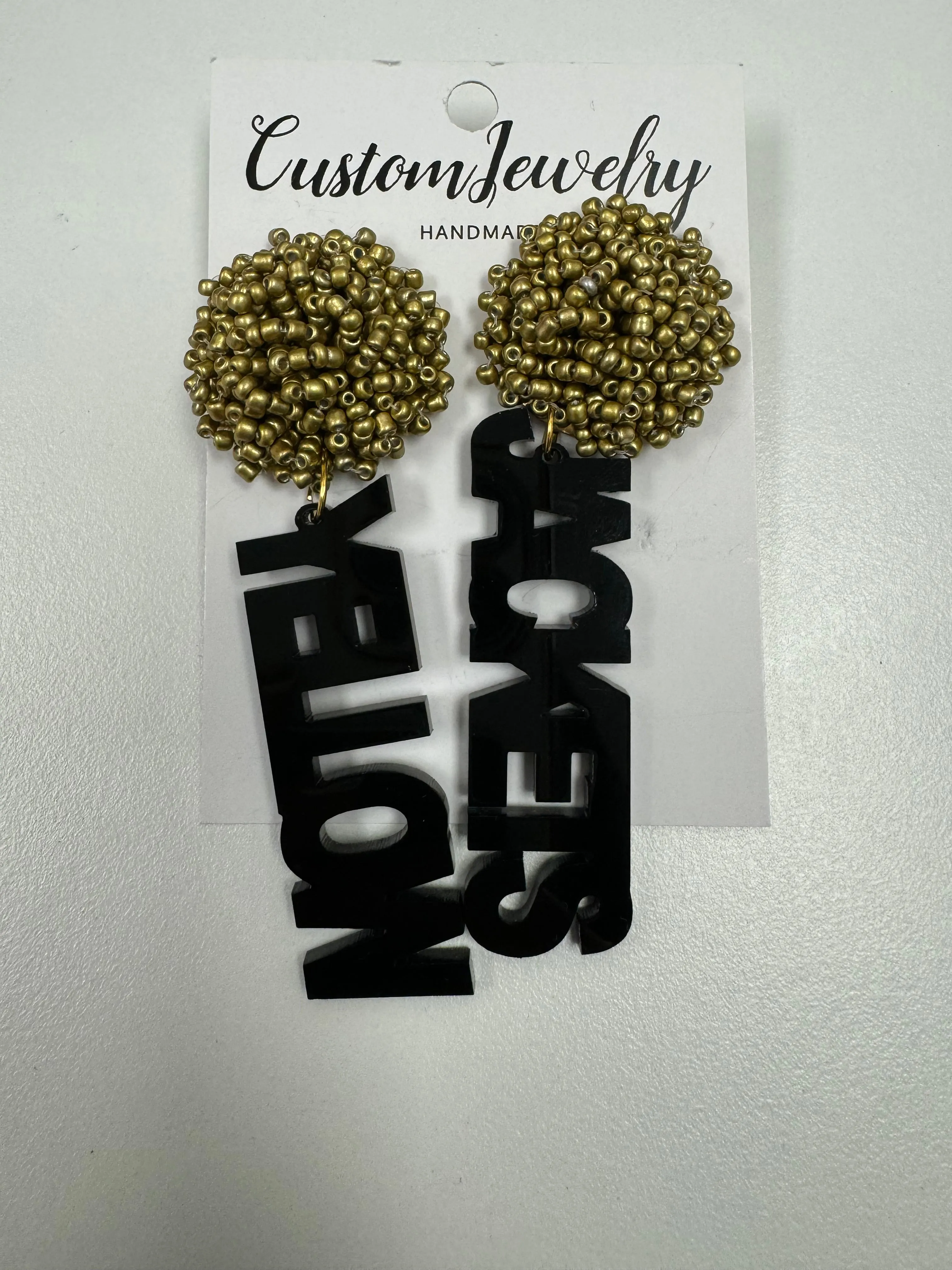 Yellow Jackets Beaded Earrings
