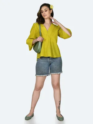 Yellow Solid Puff Sleeve Top