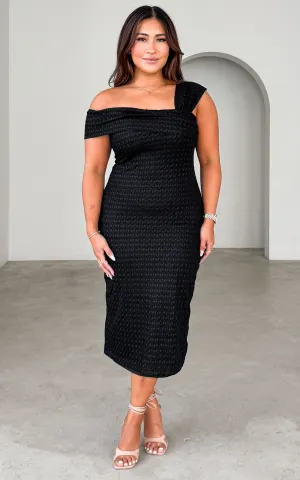 Zephy Lace Midi Dress - Black